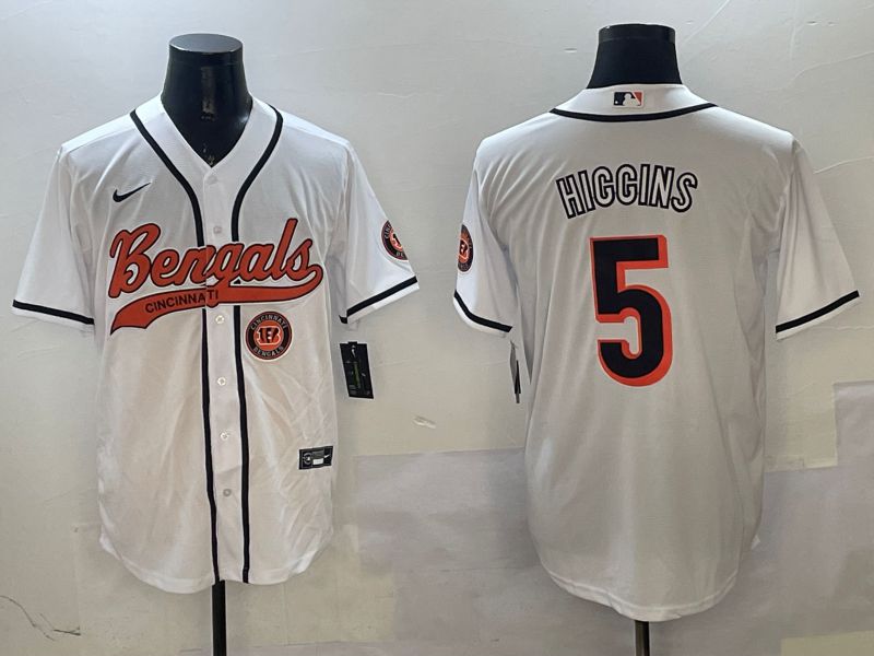 Men Cincinnati Bengals #5 Hiccins White Joint Name 2025 Nike Limited NFL Jersey style 6